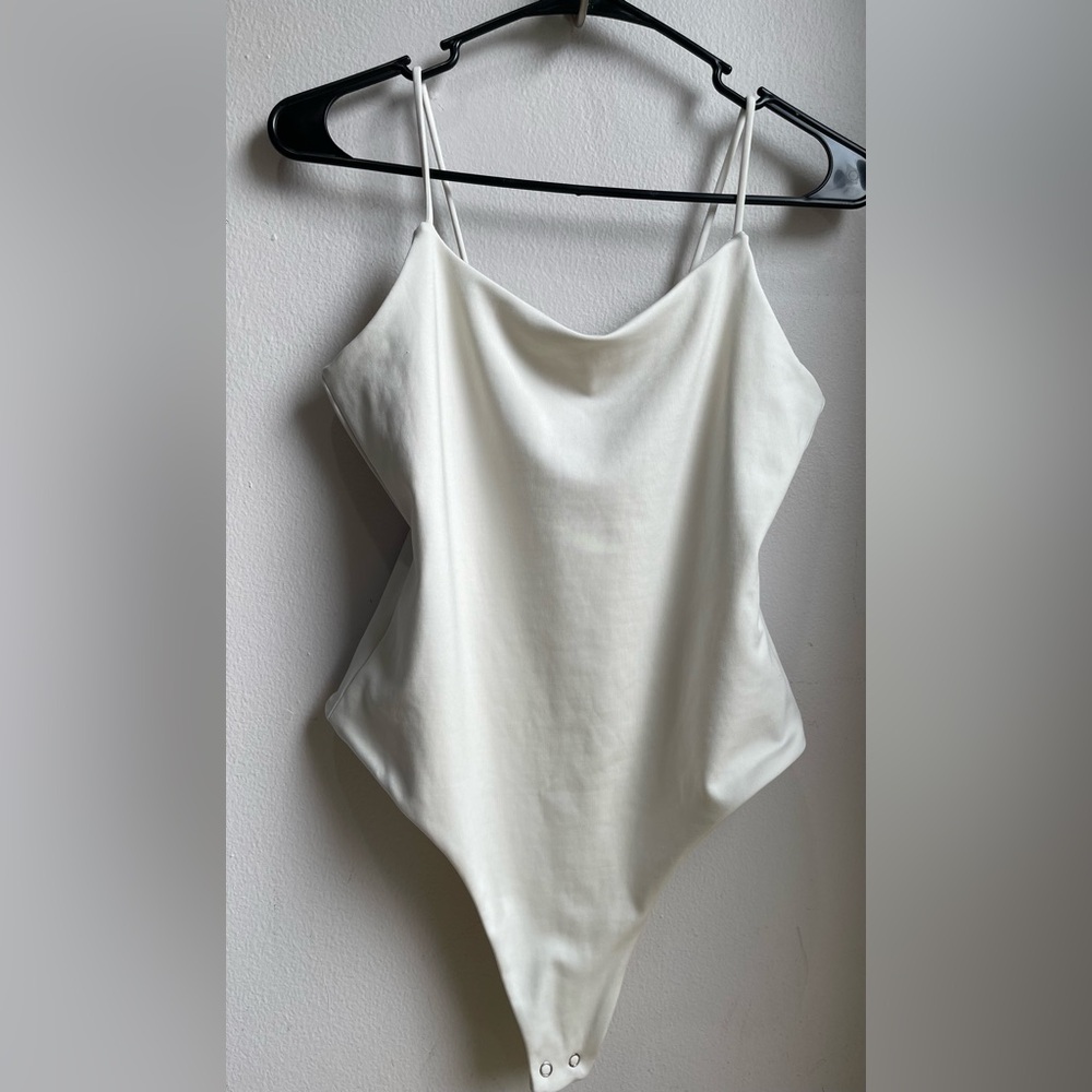 Anthropologie Cream Satin-Look Spaghetti Strap Top XS